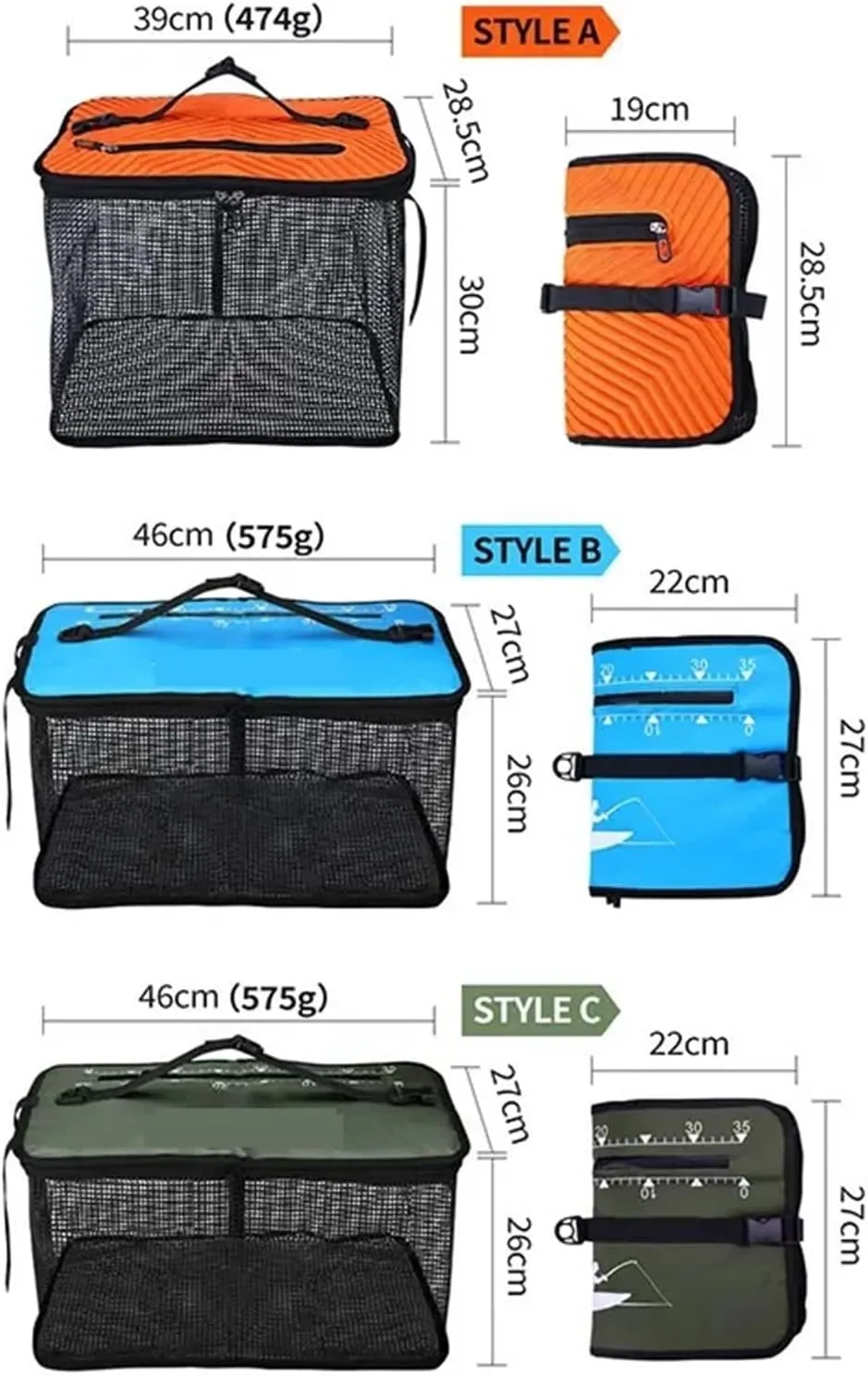 Foldable Floating Fish Basket Fishing Net Portable Collapsible Mesh Fishing Bag Fish Storage Bucket