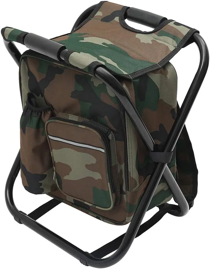 Folding Camping Chair with Cooler Insulated Bag,Lightweight Cooler Chair Portable Waterproof Cooler Backpack Fishing Tackle Bag Hiking Seat Table Bag for Outdoor Indoor Picnic Travel BBQ