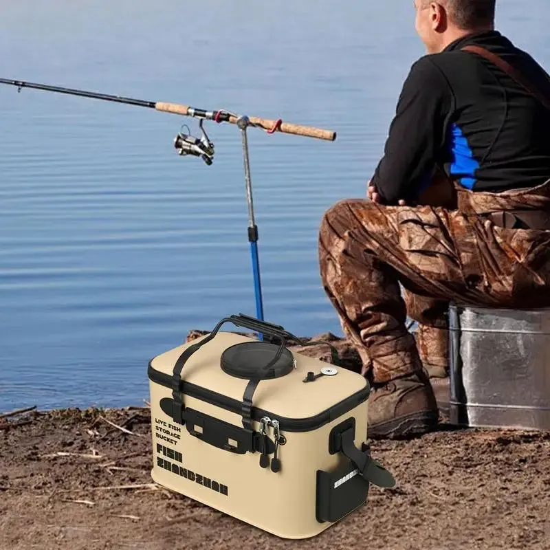 Folding Live Fish Bucket EVA Fishing Bucket multifunction Portable Water Tank Fishing Gear Live Fish Box Fishing Accessories