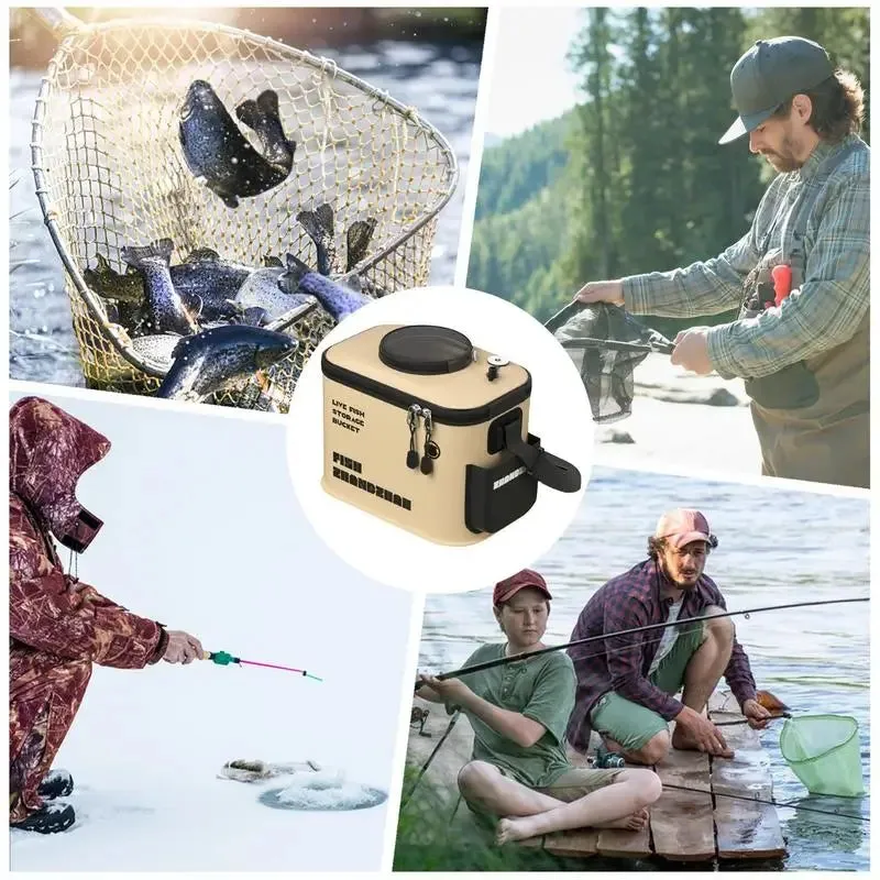 Folding Live Fish Bucket EVA Fishing Bucket multifunction Portable Water Tank Fishing Gear Live Fish Box Fishing Accessories