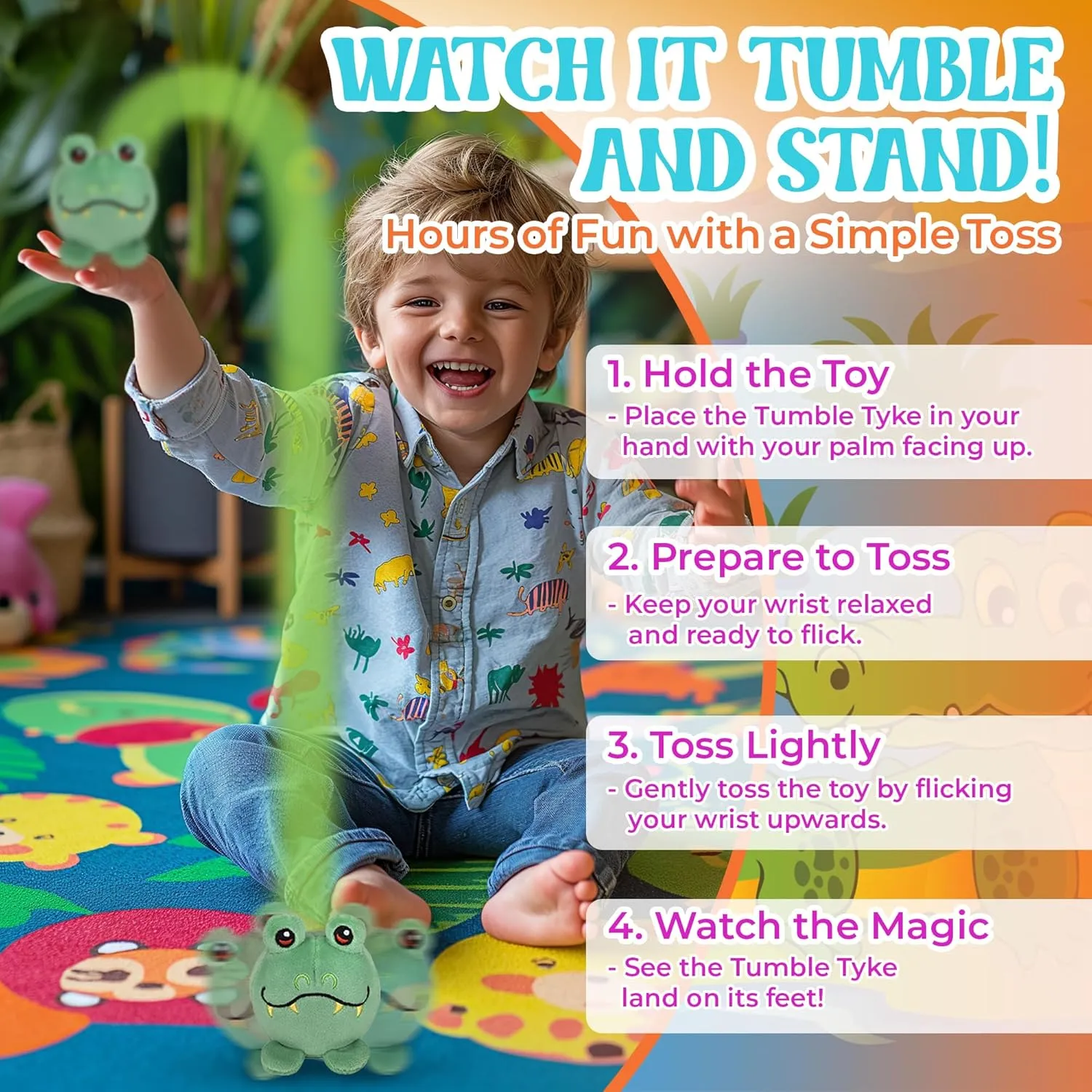 Forest & Twelfth 3" Tumble Tykes Stuffed Animals - Set of 6 Cute Kawaii Plushies for Ages 0 Mini Stuffed Animals with Embroidered Face, Lands Upright When Tossed - Soft Cute Toys (Set of 6)