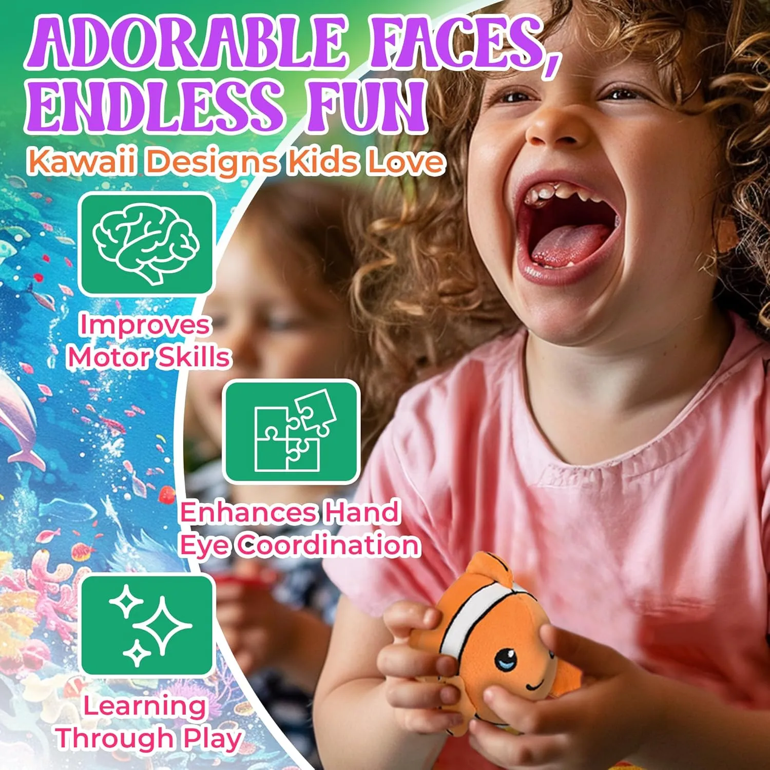 Forest & Twelfth 3" Tumble Tykes Stuffed Animals - Set of 6 Cute Kawaii Plushies for Ages 0 Mini Stuffed Animals with Embroidered Face, Lands Upright When Tossed - Soft Cute Toys (Set of 6)