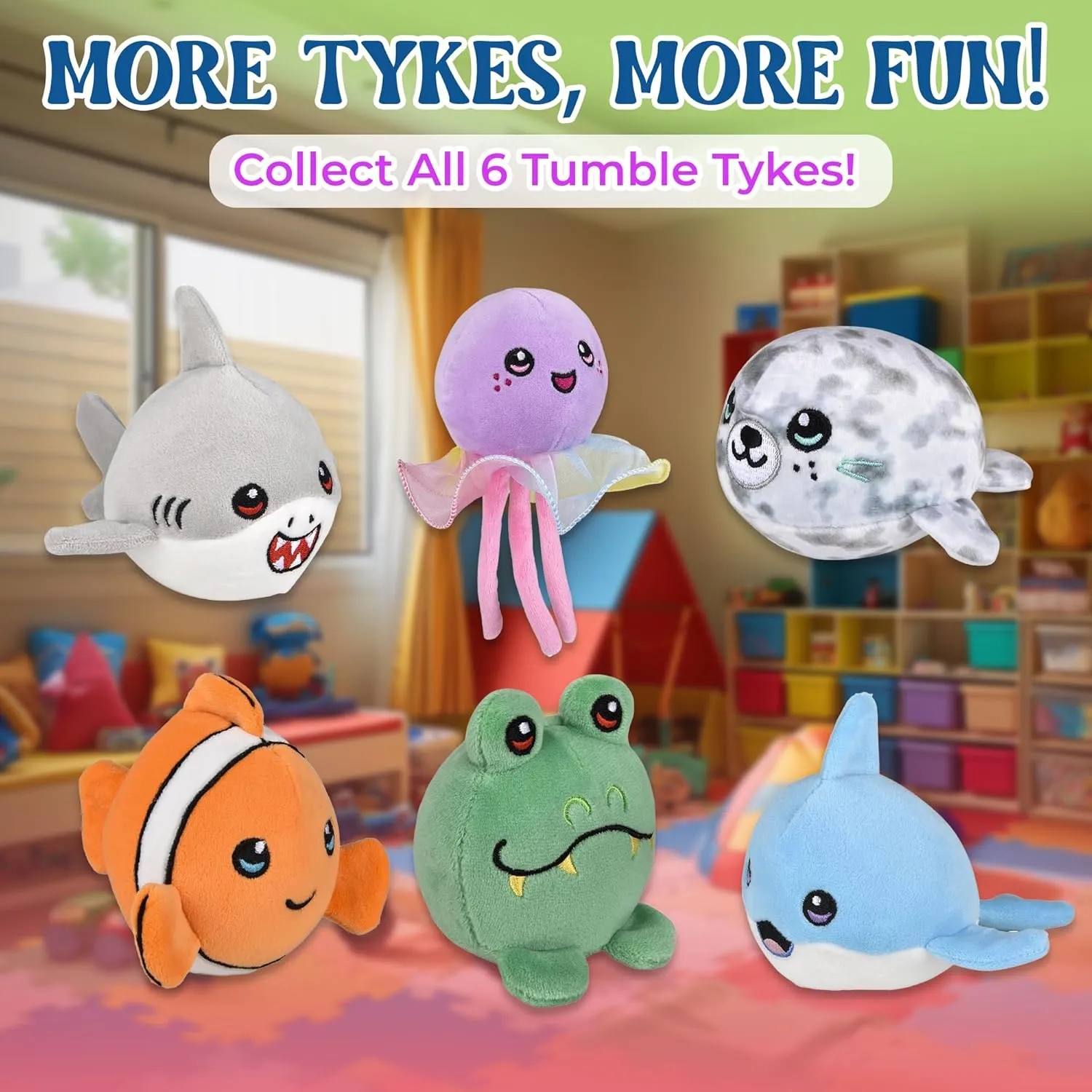 Forest & Twelfth 3" Tumble Tykes Stuffed Animals - Set of 6 Cute Kawaii Plushies for Ages 0 Mini Stuffed Animals with Embroidered Face, Lands Upright When Tossed - Soft Cute Toys (Set of 6)