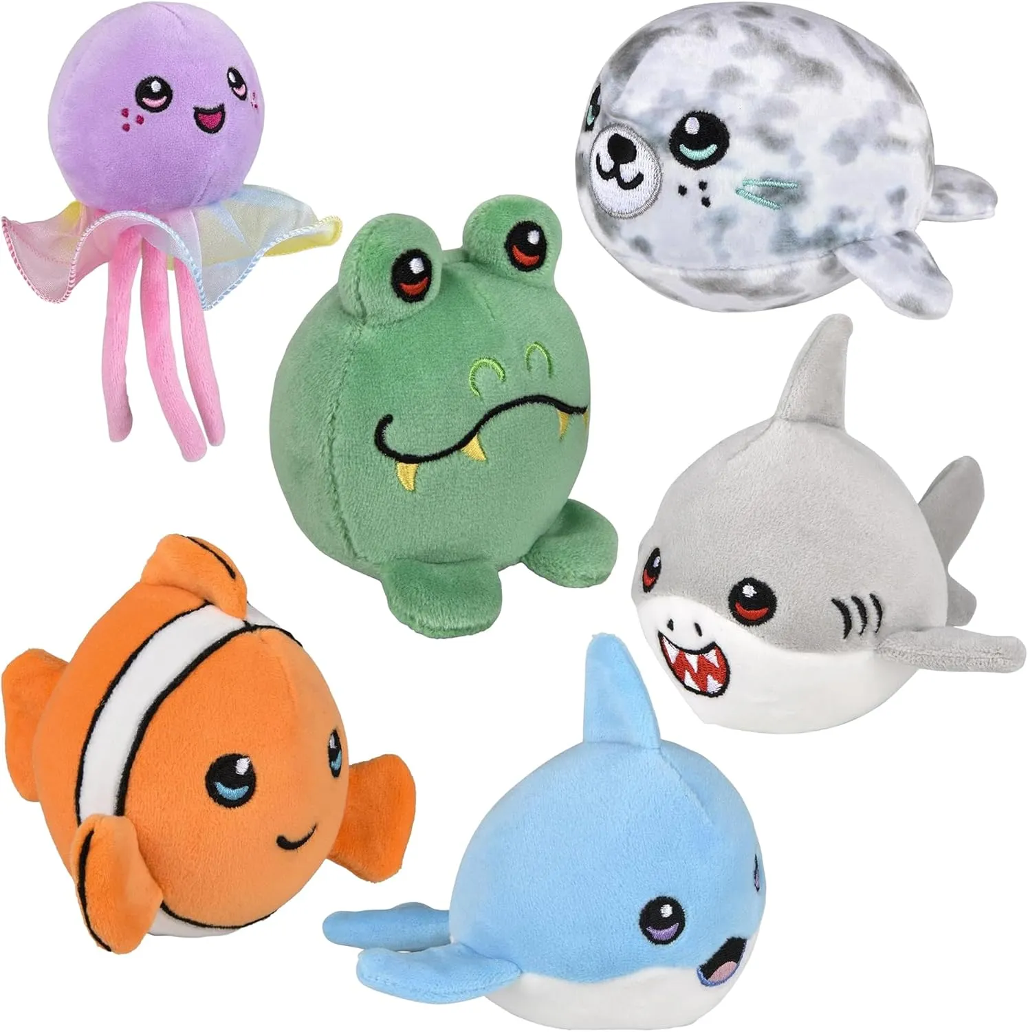 Forest & Twelfth 3" Tumble Tykes Stuffed Animals - Set of 6 Cute Kawaii Plushies for Ages 0 Mini Stuffed Animals with Embroidered Face, Lands Upright When Tossed - Soft Cute Toys (Set of 6)