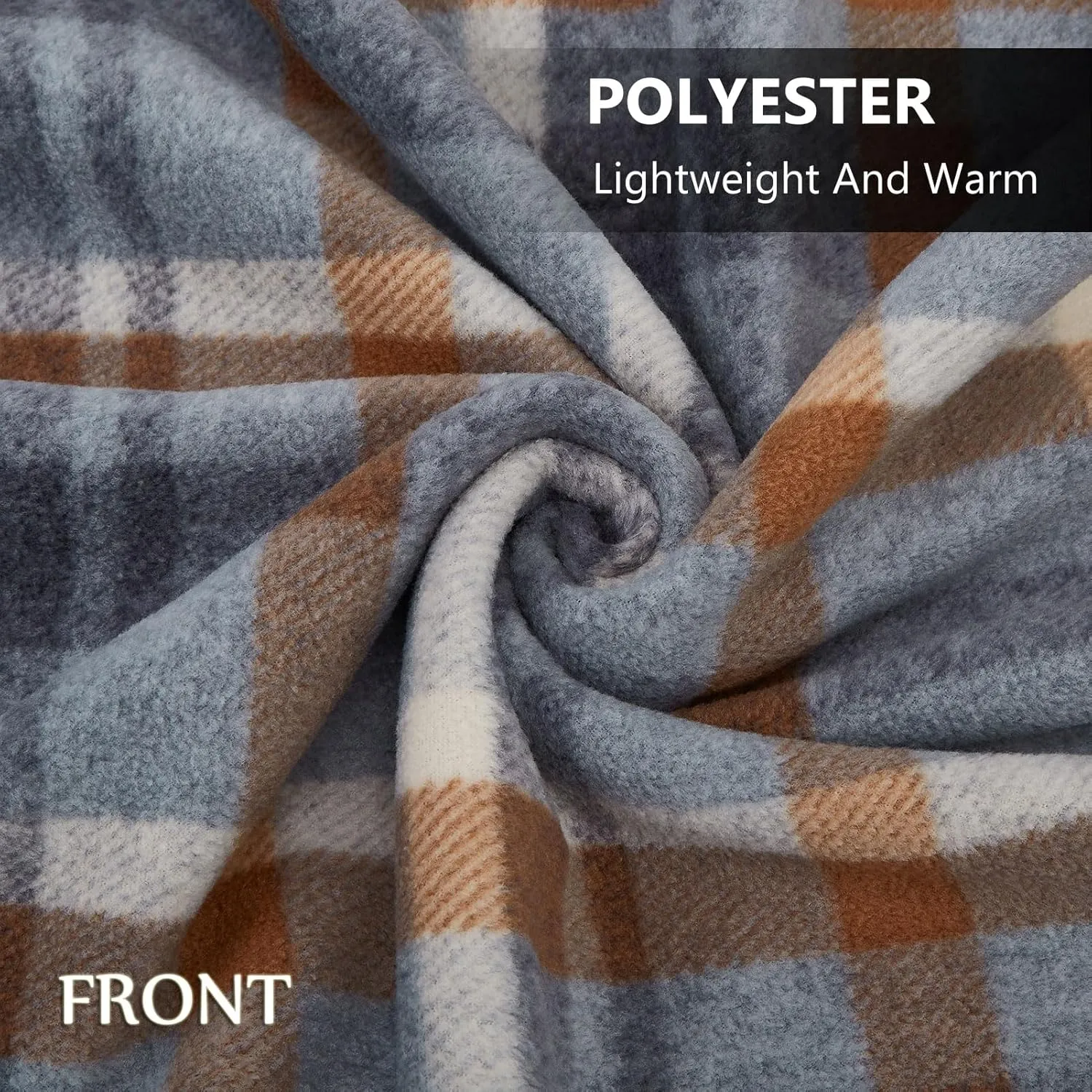 forestfish Fleece Wearable Blanket, Plaid Lap Blanket Comfy Poncho Throw with Buttons for Bed Sofa Office