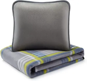 forestfish Portable Travel Blanket Airplane Compact with Bag, Fleece Throw Blanket Cozy Soft for Camping Train 60" x 40", Plaid