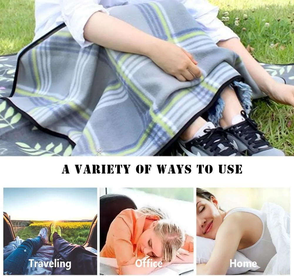 forestfish Portable Travel Blanket Airplane Compact with Bag, Fleece Throw Blanket Cozy Soft for Camping Train 60" x 40", Plaid