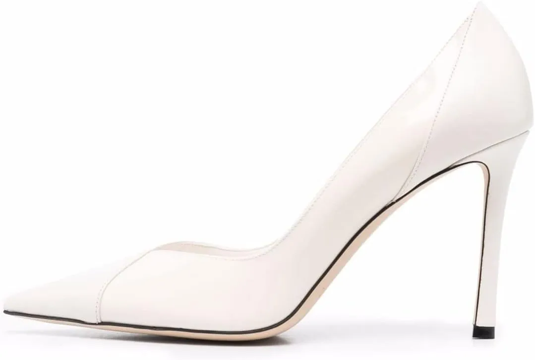 FOWT Women Patchwork Pointed Toe Pumps 4.7 Inch Stiletto High Heels Elegant Dress Wedding Bridal Party Office Slip On Shoes Size 4-15 US