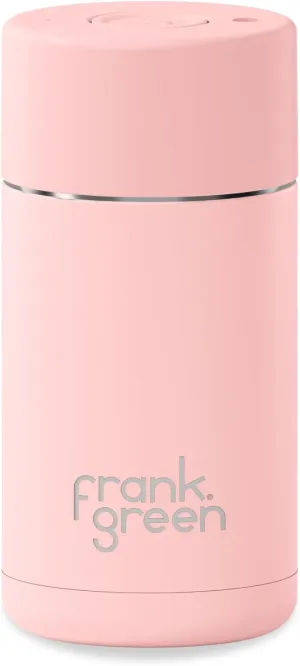 frank green - Ceramic Reusable Cup - Travel Coffee Mug, Stainless Steel Coffee Cup, Insulated Tumbler - Push Button Lid - 12oz - Blushed