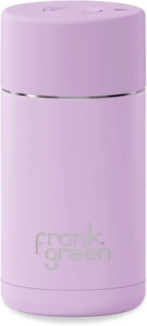 frank green - Ceramic Reusable Cup - Travel Coffee Mug, Stainless Steel Coffee Cup, Insulated Tumbler - Push Button Lid - 12oz - Lilac Haze
