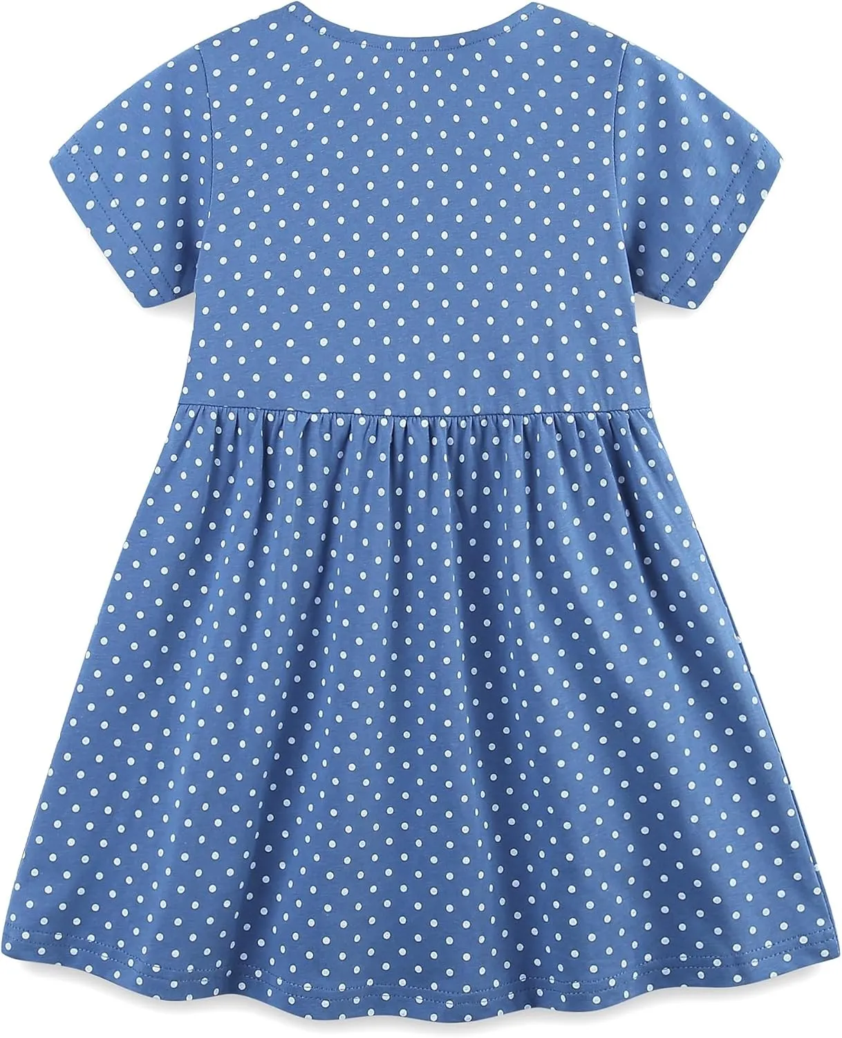 FreeLu Girls Cartoon Appliques Dress Cotton Summer Short Sleeve Dresses Casual Jersey Skirt
