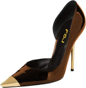 FSJ Women Sexy Pointy Cap Toe High Gold Heel Pumps Half D'Orsay Slip On Ladies Prom Party Dress Shoe US Size 4-15
