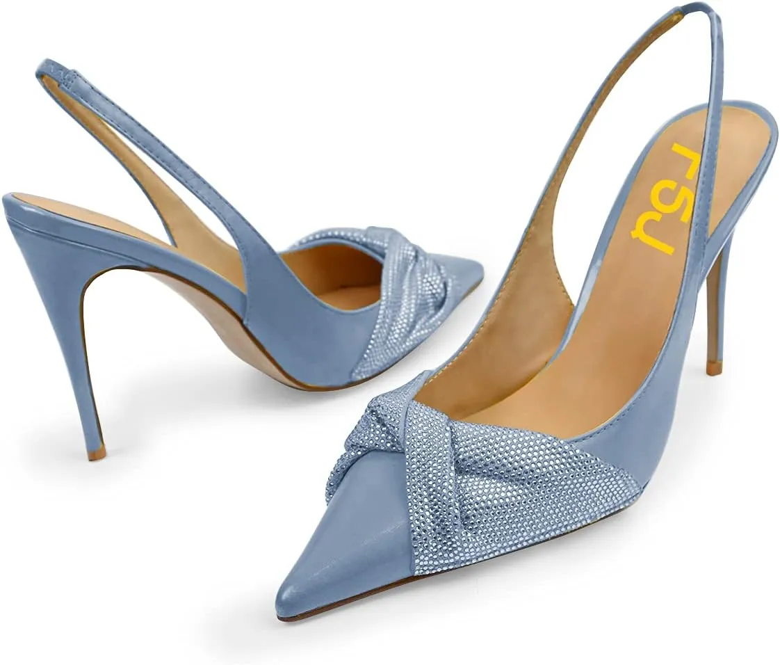 FSJ Women's Pointed Toe Stiletto Pumps Chic Slingback High Heels Slip on Ladies Party Office Dress Ladies Shoes