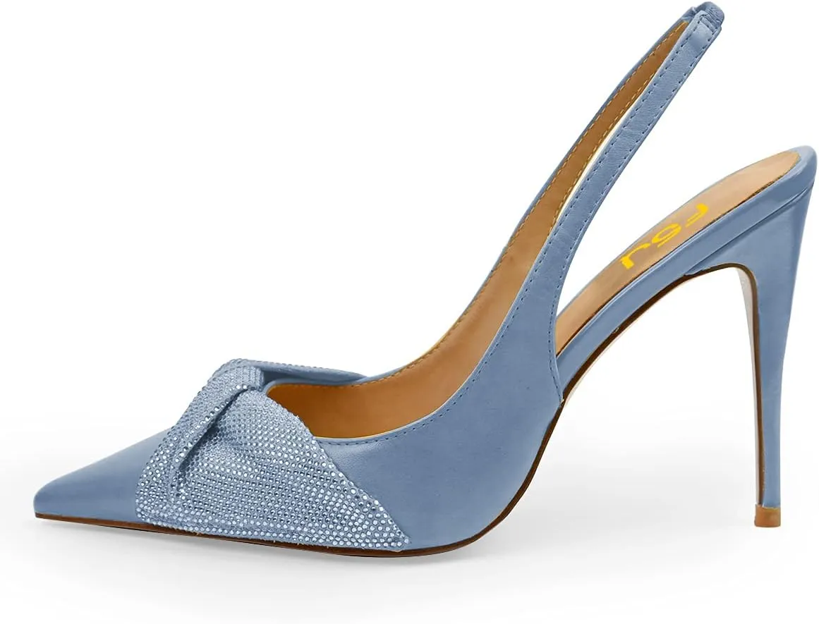 FSJ Women's Pointed Toe Stiletto Pumps Chic Slingback High Heels Slip on Ladies Party Office Dress Ladies Shoes