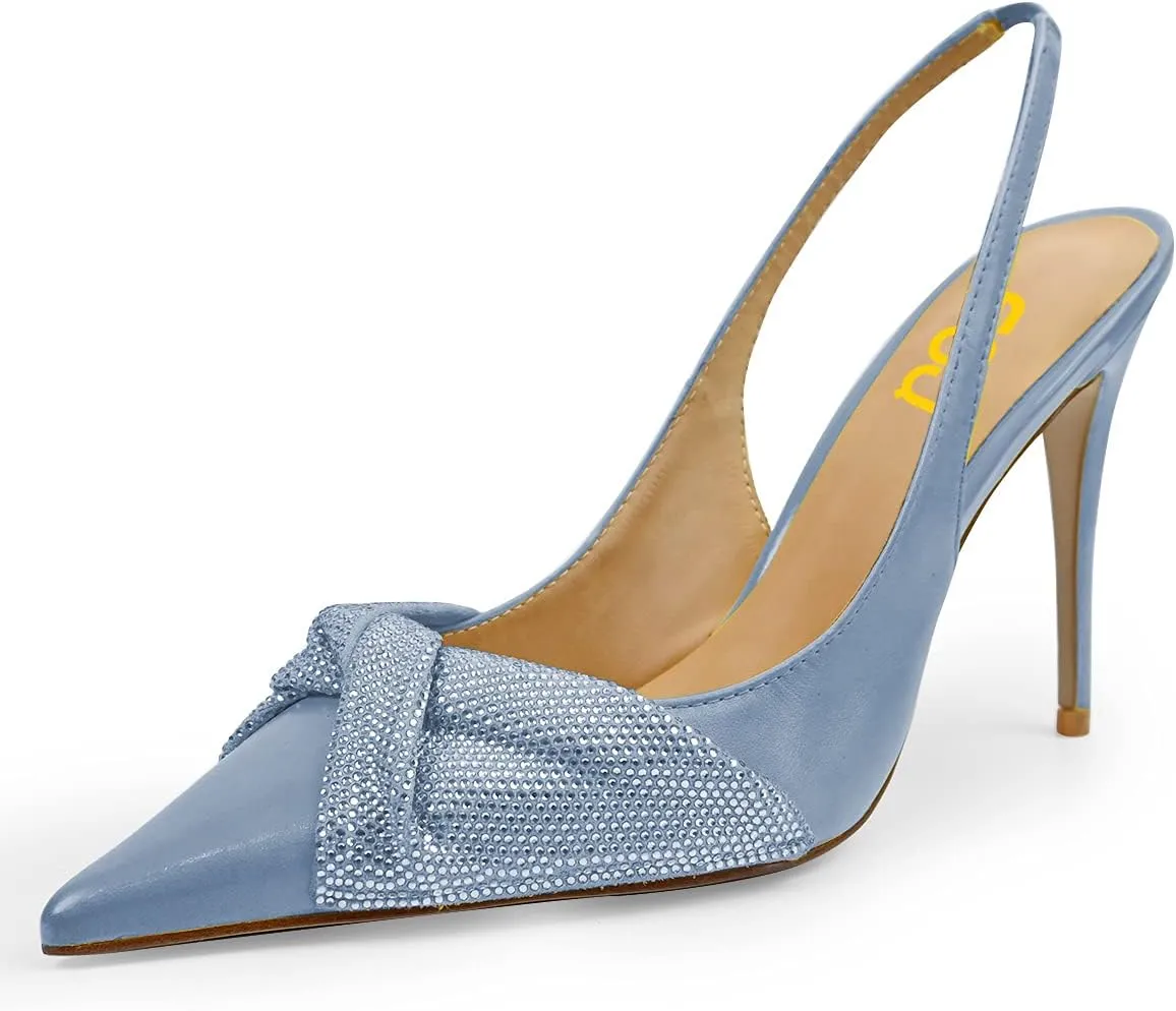 FSJ Women's Pointed Toe Stiletto Pumps Chic Slingback High Heels Slip on Ladies Party Office Dress Ladies Shoes