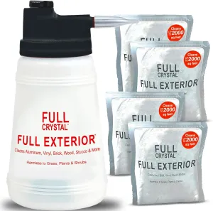 Full Exterior Kit - Bottle, Lid with Hose Attachment and Four 4 oz. Crystal Powder Outdoor Cleaner : Non-Toxic, No Scrub, No Rinse Cleaning Kit - Shipped Product Packaging May Vary