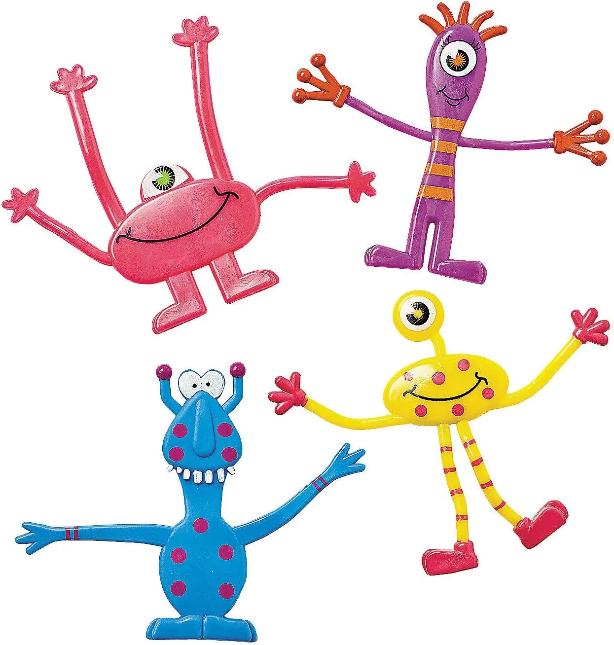 Fun Express Bendy Halloween Monsters - Bulk Set of 24 - Bendable Toys, Party Favors and Handouts