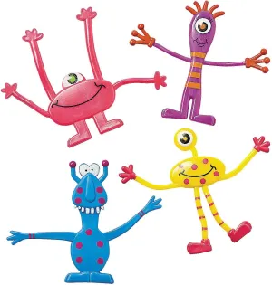 Fun Express Bendy Halloween Monsters - Bulk Set of 24 - Bendable Toys, Party Favors and Handouts
