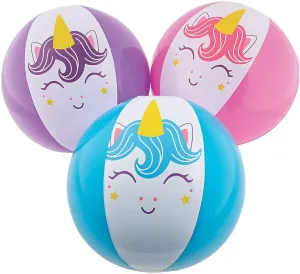 Fun Express Unicorn Beach Balls – Colorful Inflatable Pool & Beach Toys Adorable Unicorn Design – Summer Parties Beach Days Poolside Fun and Outdoor Play – 11" Size Ideal for Party Favors – 12 Pieces