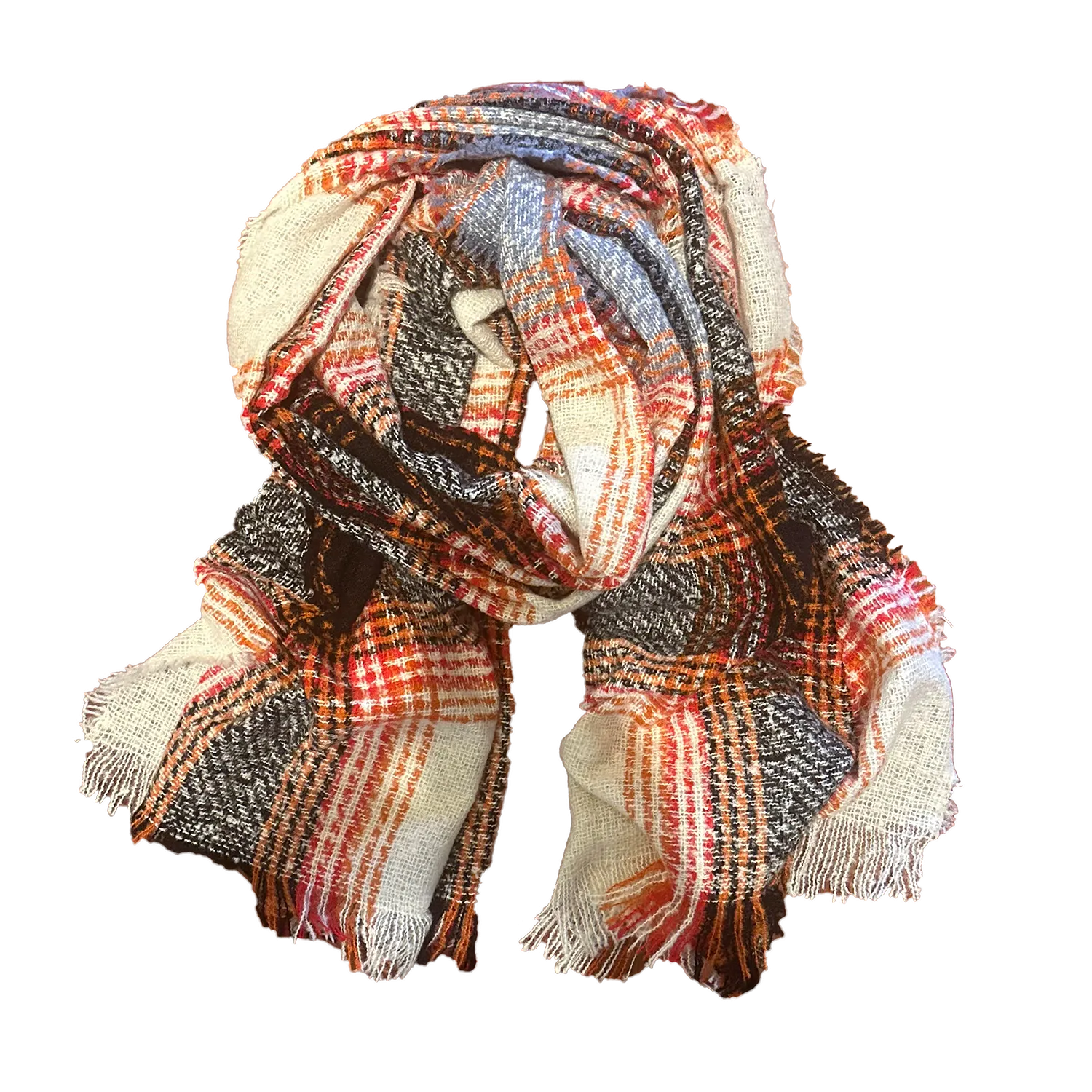 Fuzzy Blanket Plaid Scarf