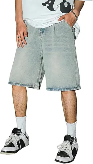 FZVYD Jorts Men Women Denim Shorts Y2k Baggy Star Jorts Jeans Loose Fit Patchwork Jeans Shorts Y2k Fashion Loose Streetwear