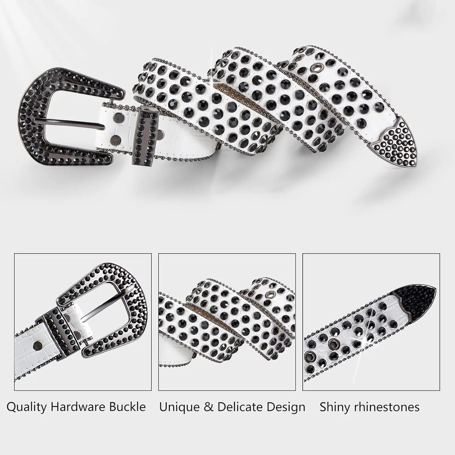 GARGOYLE BELLS Women Rhinestone Western Belt for Jeans Bling Studded Leather Cowgirl Cowboy Belts BB Wasit Diamond Belt