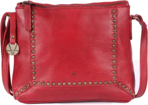 Genuine Italian Leather Boho Studded Crossbody Sling Bag - Stylish, Durable, & Perfect for Everyday Use for women