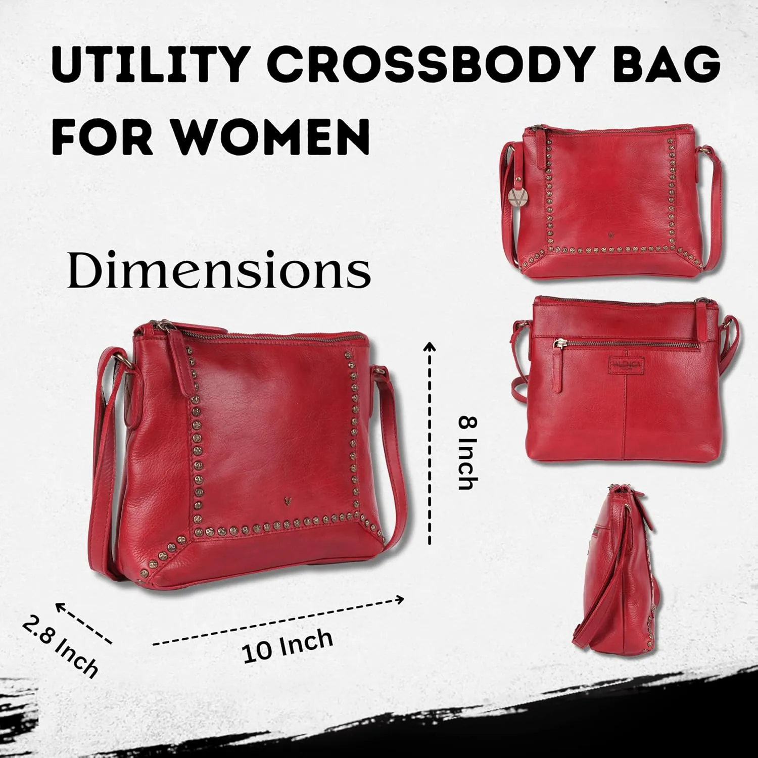 Genuine Italian Leather Boho Studded Crossbody Sling Bag - Stylish, Durable, & Perfect for Everyday Use for women