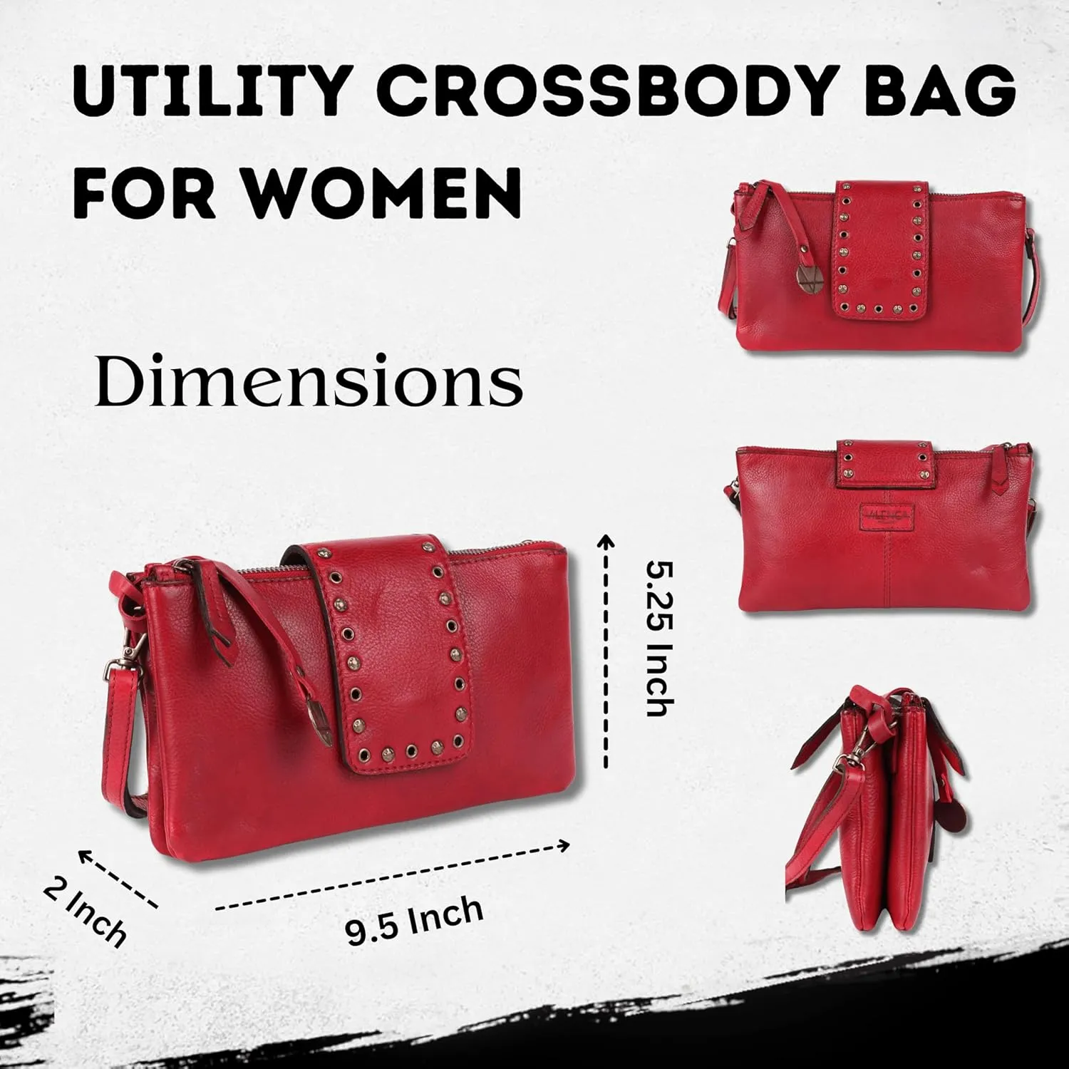 Genuine Italian Leather Boho Studded Crossbody Sling Bag - Stylish, Durable, & Perfect for Everyday Use for women
