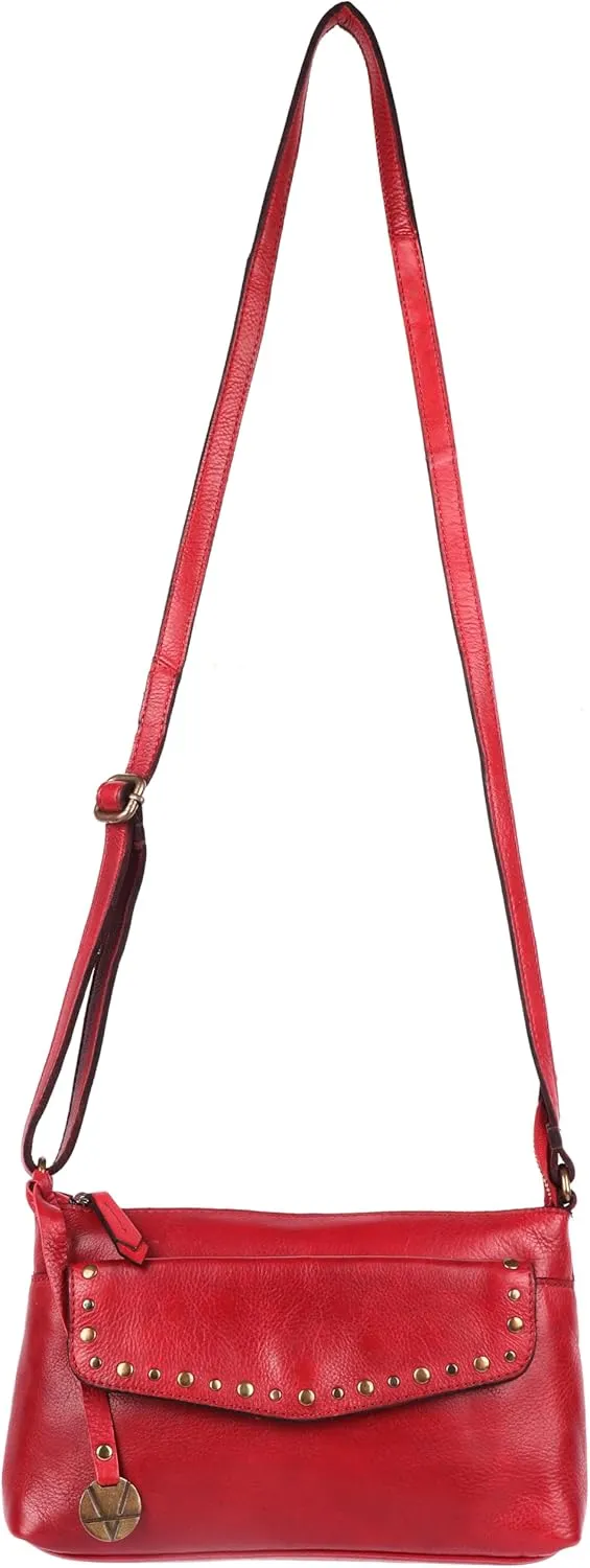 Genuine Italian Leather Boho Studded Crossbody Sling Bag - Stylish, Durable, & Perfect for Everyday Use for women
