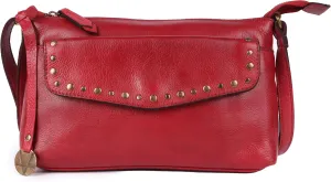 Genuine Italian Leather Boho Studded Crossbody Sling Bag - Stylish, Durable, & Perfect for Everyday Use for women