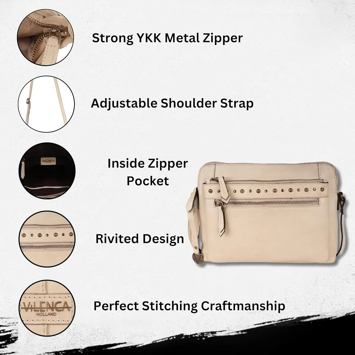 Genuine Italian Leather Boho Studded Shoulder Sling Bag - Stylish, Durable, & Perfect for Everyday Use for women