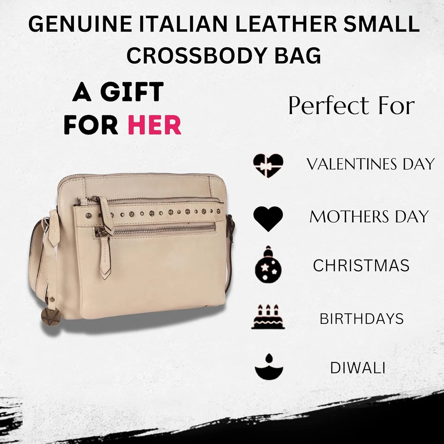 Genuine Italian Leather Boho Studded Shoulder Sling Bag - Stylish, Durable, & Perfect for Everyday Use for women