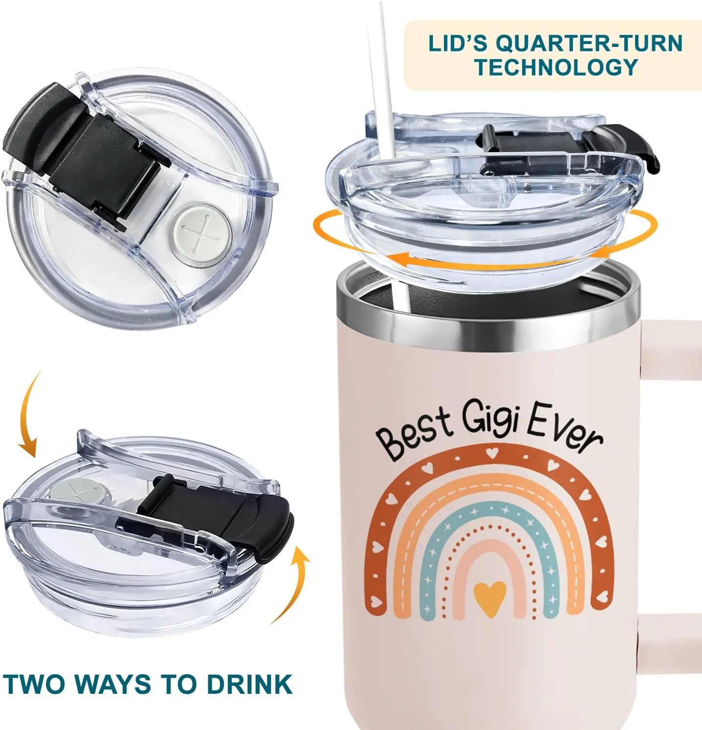 Gigi Gifts For Grandma - Christmas, Birthday, Mothers Day Gift For Gigi - New Grandma Gifts From Grandchildren, Grandkids, Grandson - 40Oz Tumbler With Handle