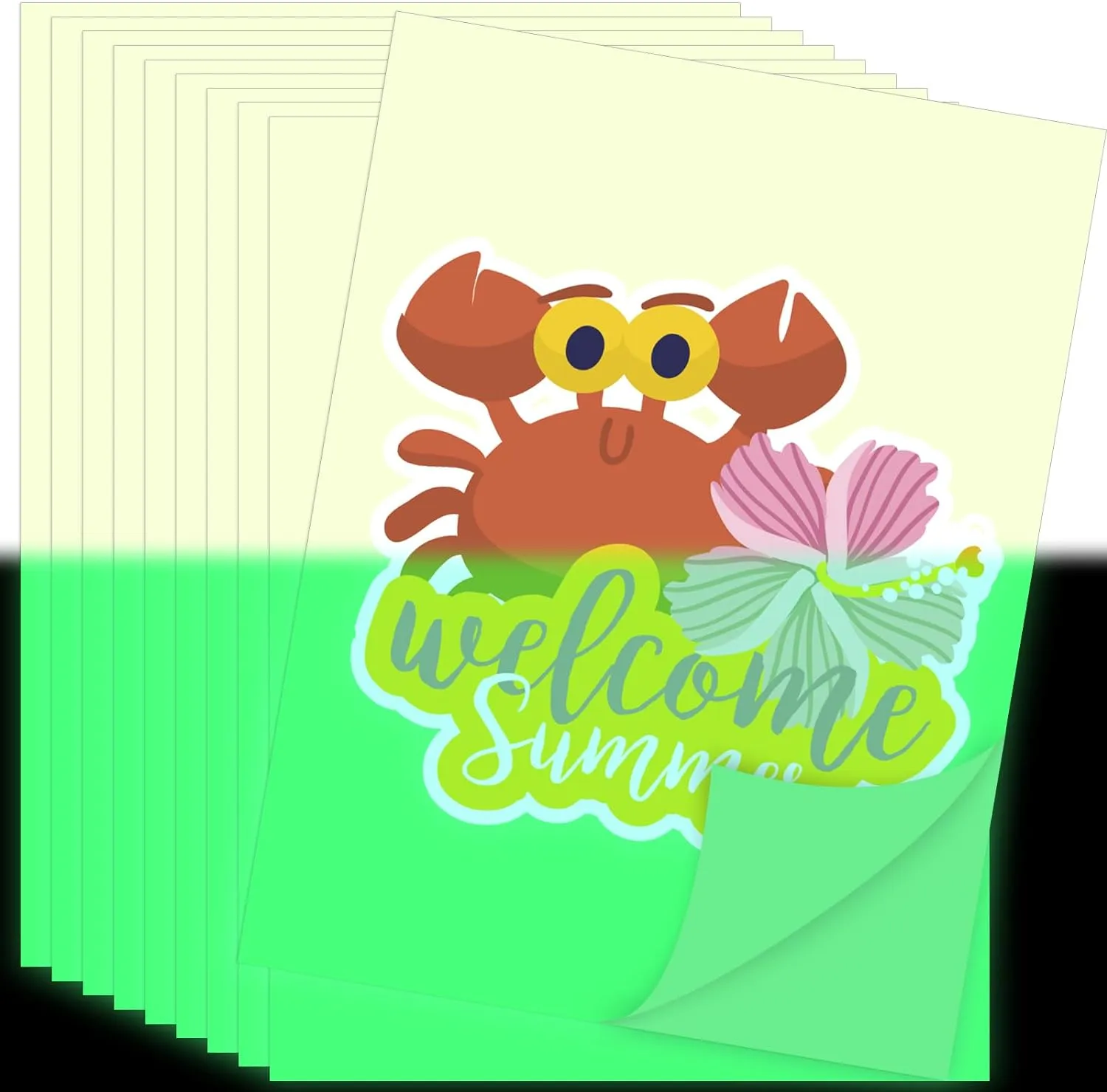 GIRAFVINYL Glow in the Dark Printable Sticker Paper for Inkjet Printer - Printable Vinyl Sticker Paper White Vinyl Sheets - Waterproof Decal Paper - 10 Sheets, 8.5"x11"