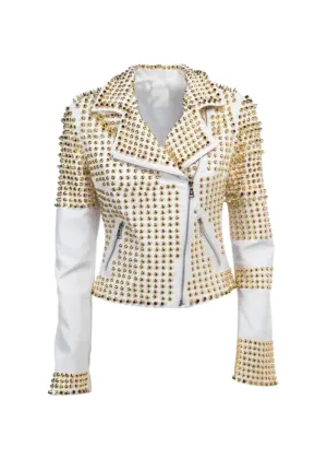 Golden Studded Leather Jacket