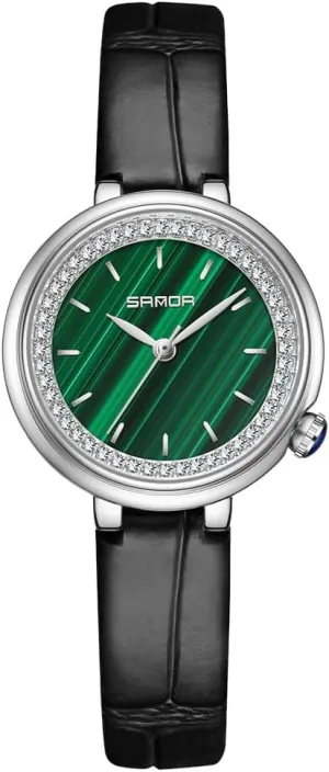 Gosasa Dainty Ladies Quartz Watch Elegant Dress Analog Female Watches Waterproof Diamond Dial for Womens Wrist Watch with Steel Bracelet and Leather Band