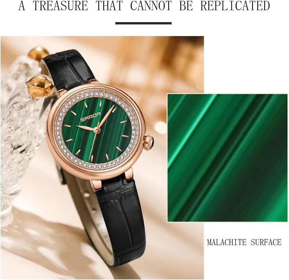 Gosasa Dainty Ladies Quartz Watch Elegant Dress Analog Female Watches Waterproof Diamond Dial for Womens Wrist Watch with Steel Bracelet and Leather Band