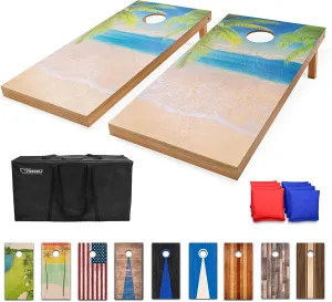 GoSports 4 x 2 ft Regulation Size Wood Cornhole Boards - 10 Vintage Wood Designs (Choose Your Style)