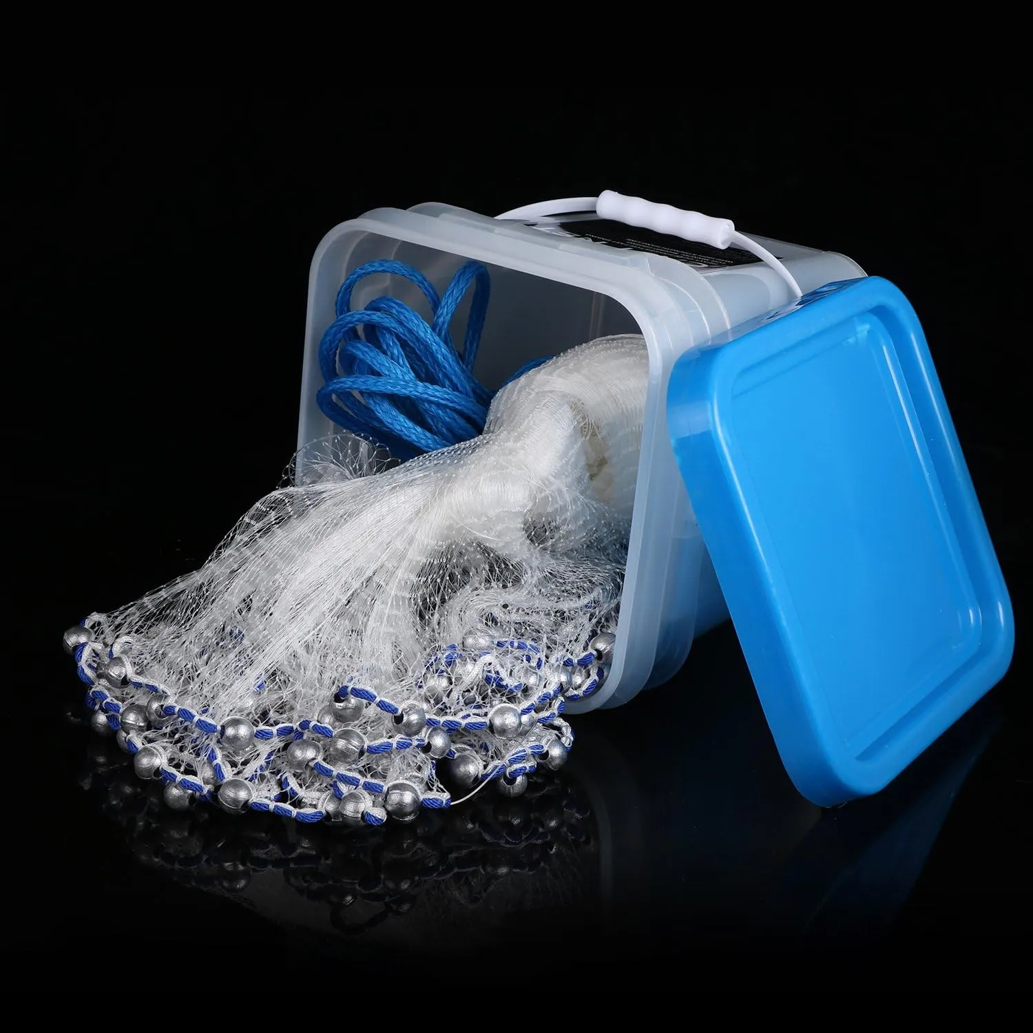 Goture American Fishing Cast Net,Casting Nets Freshwater Saltwater for Bait Fish Shrimp Trap 3ft/4ft/6ft/7ft/8ft/10ft/12ft Radius 1/4 3/8inch Mesh Size,Throw Fishing Castnet with Needle Shuttle