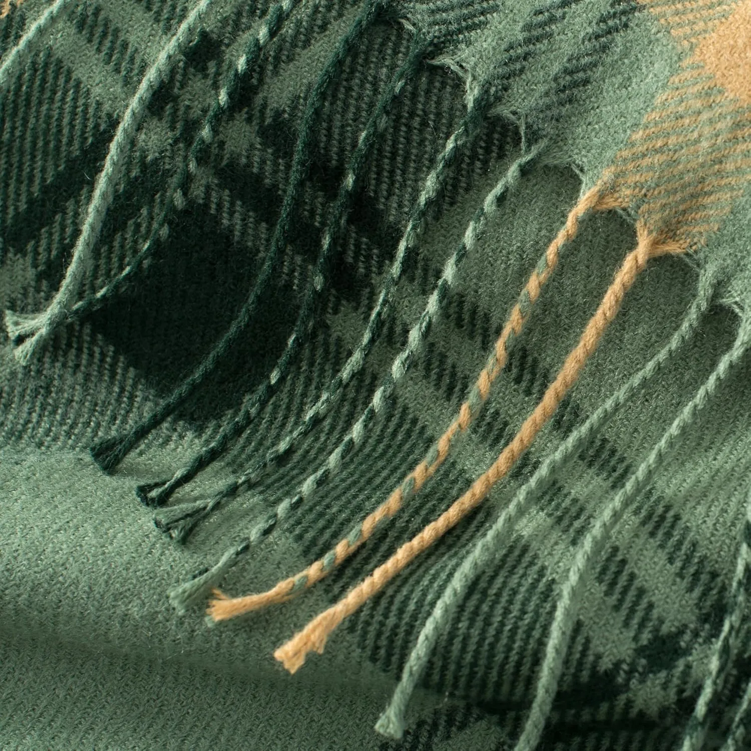 Green Plaid Throw Blanket for Couch,60"X80" Super Soft Cozy Warm Home Decorative Throws with Tassels for Bed Sofa Picnic