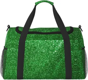 Green Sequin Sparkle Foldable Travel Duffel Bag Tote Carry On Luggage Bag For Weekend Getaways, For Spontaneous Trips