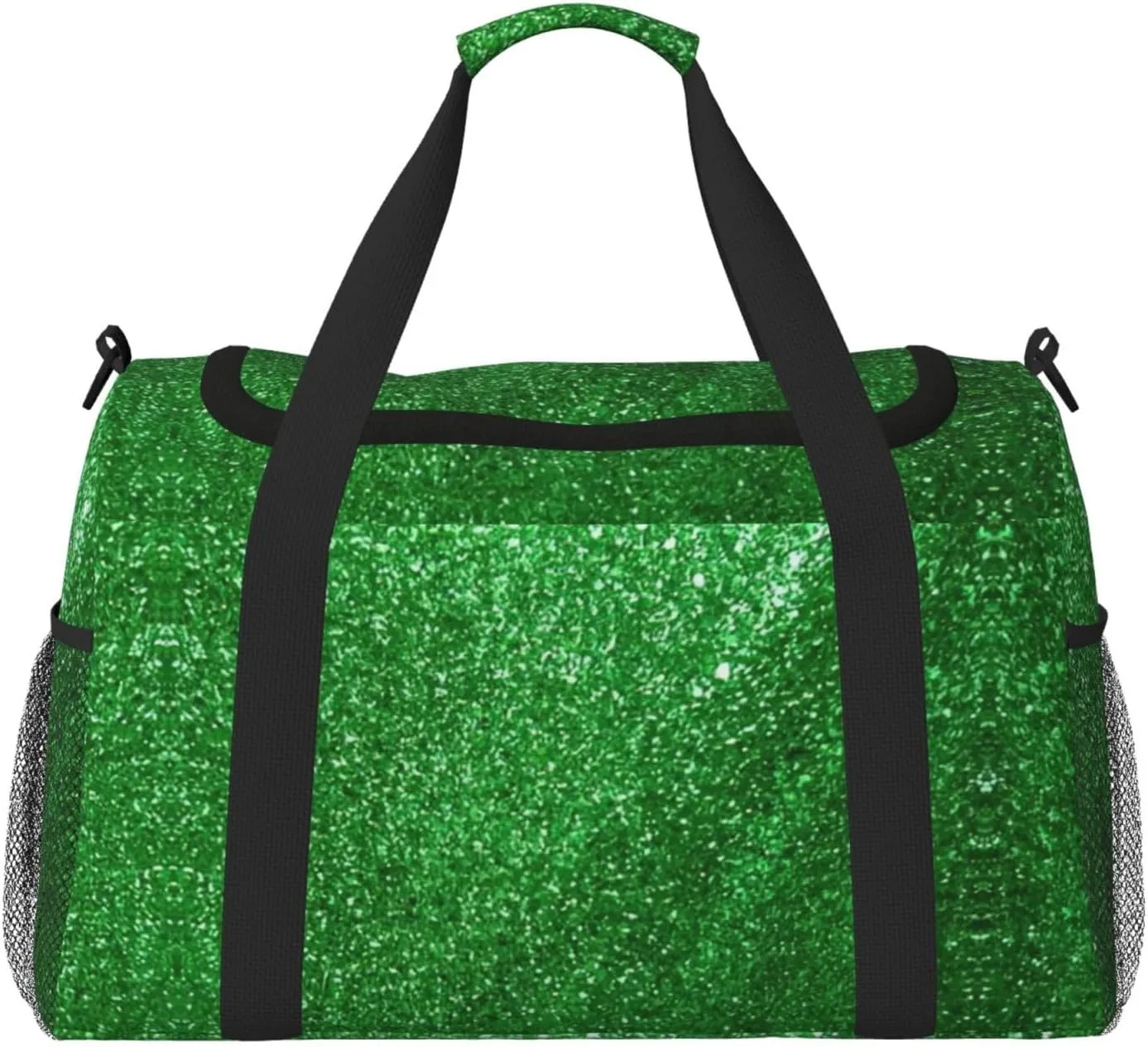 Green Sequin Sparkle print Large Canvas Travel Duffel Bag Weekender Bags for Women Overnight Bag Carry On Tote Bag