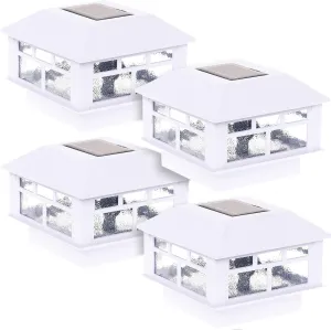 GreenLighting Modern Solar Post Cap Lights Fits 4x4 Wood, 4x4 & 5x5 PCV/Vinyl Outdoor Solar Powered Light, Fence Post, Landscaping, Deck, Garden- Bright LED, Waterproof White 4 Pack