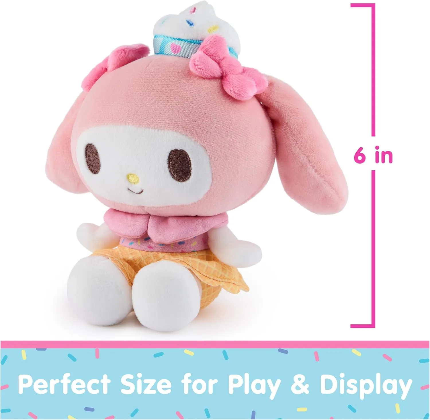 GUND Sanrio Hello Kitty and Friends My Melody Ice Cream Plush, Stuffed Animal for Ages 1 and Up, Pink/White, 6”