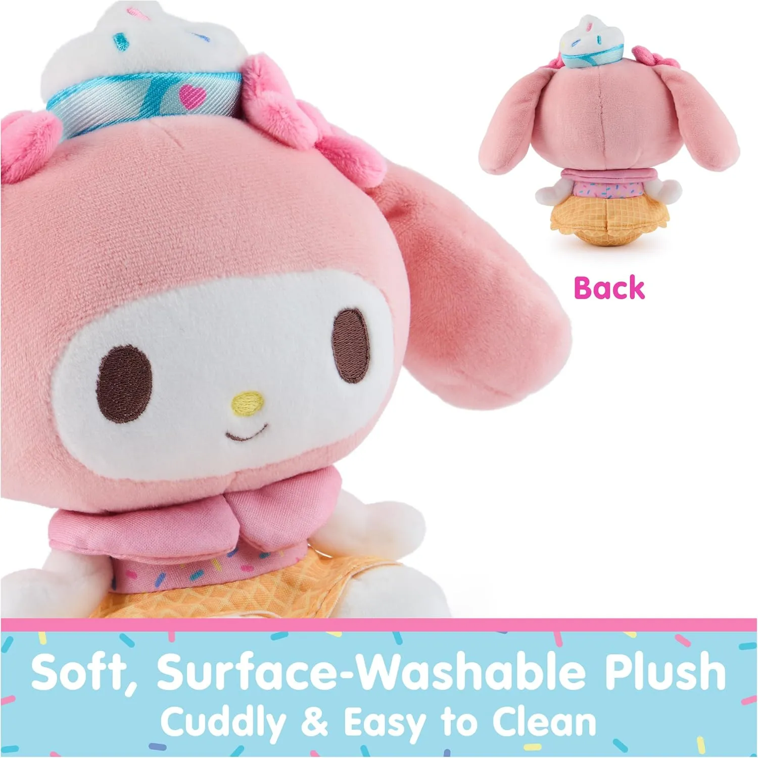 GUND Sanrio Hello Kitty and Friends My Melody Ice Cream Plush, Stuffed Animal for Ages 1 and Up, Pink/White, 6”