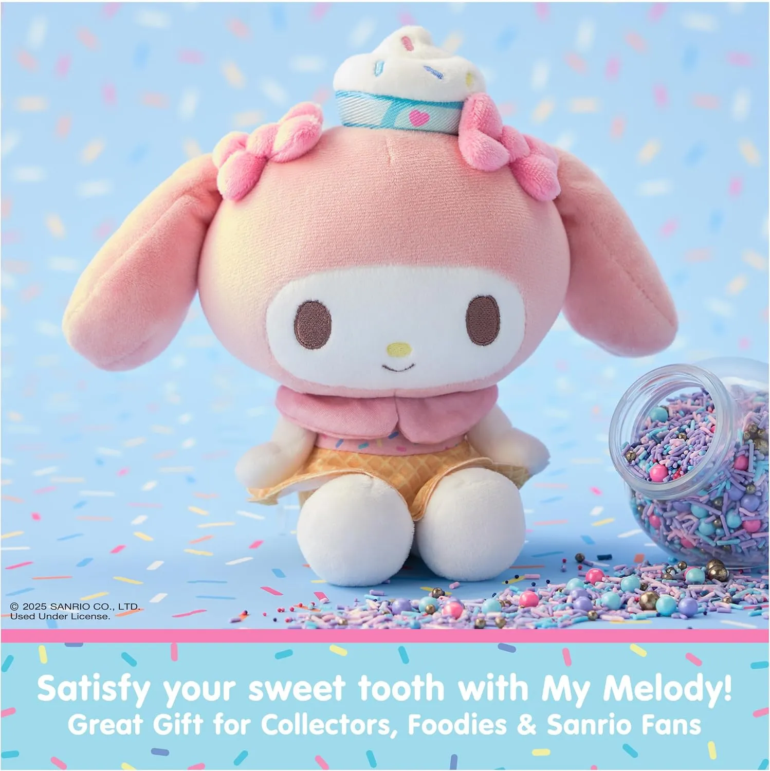 GUND Sanrio Hello Kitty and Friends My Melody Ice Cream Plush, Stuffed Animal for Ages 1 and Up, Pink/White, 6”