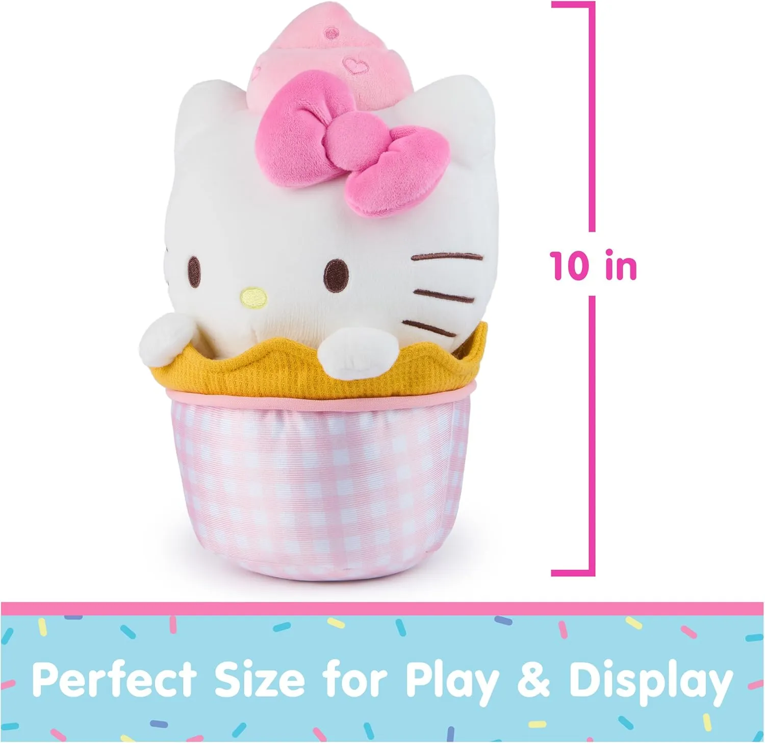 GUND Sanrio Official Hello Kitty Ice Cream Plush, Stuffed Animal for Ages 1 and Up, Pink/White, 10”