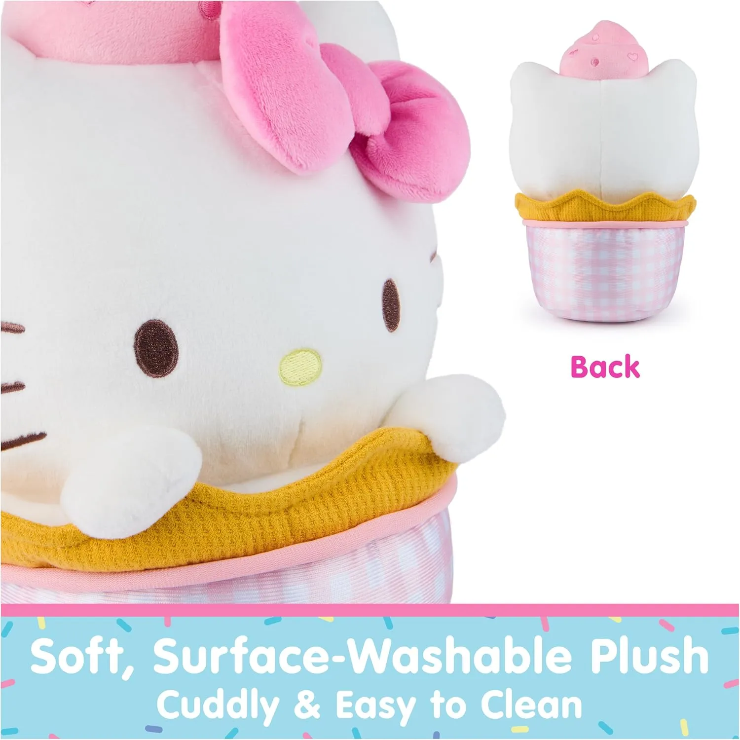 GUND Sanrio Official Hello Kitty Ice Cream Plush, Stuffed Animal for Ages 1 and Up, Pink/White, 10”