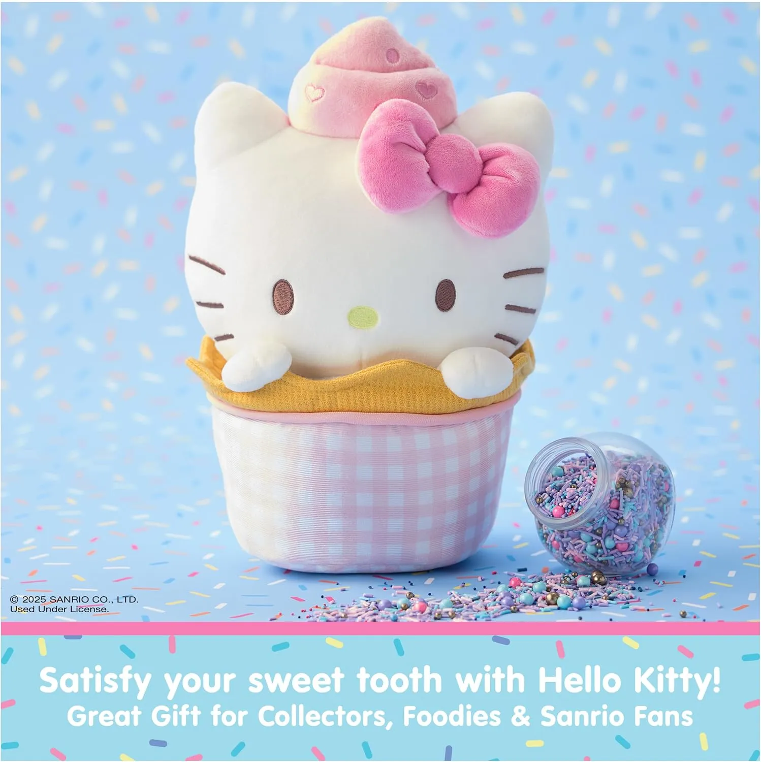 GUND Sanrio Official Hello Kitty Ice Cream Plush, Stuffed Animal for Ages 1 and Up, Pink/White, 10”